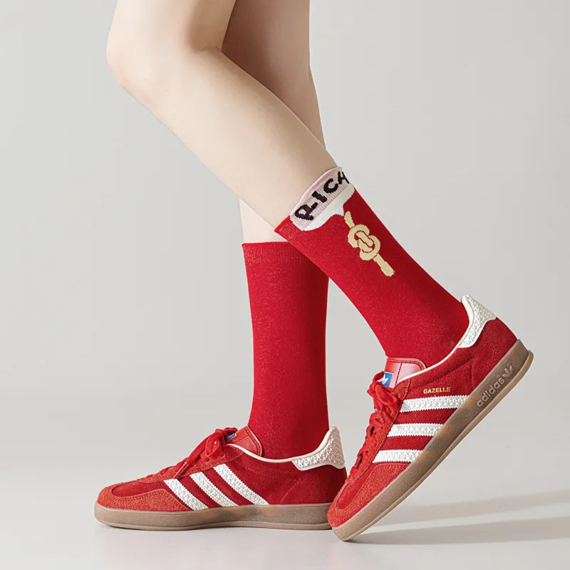 SHIWAJI Mid Calf Socks Unisex 5 Pack Gift Box Set Snake Year Auspicious-4