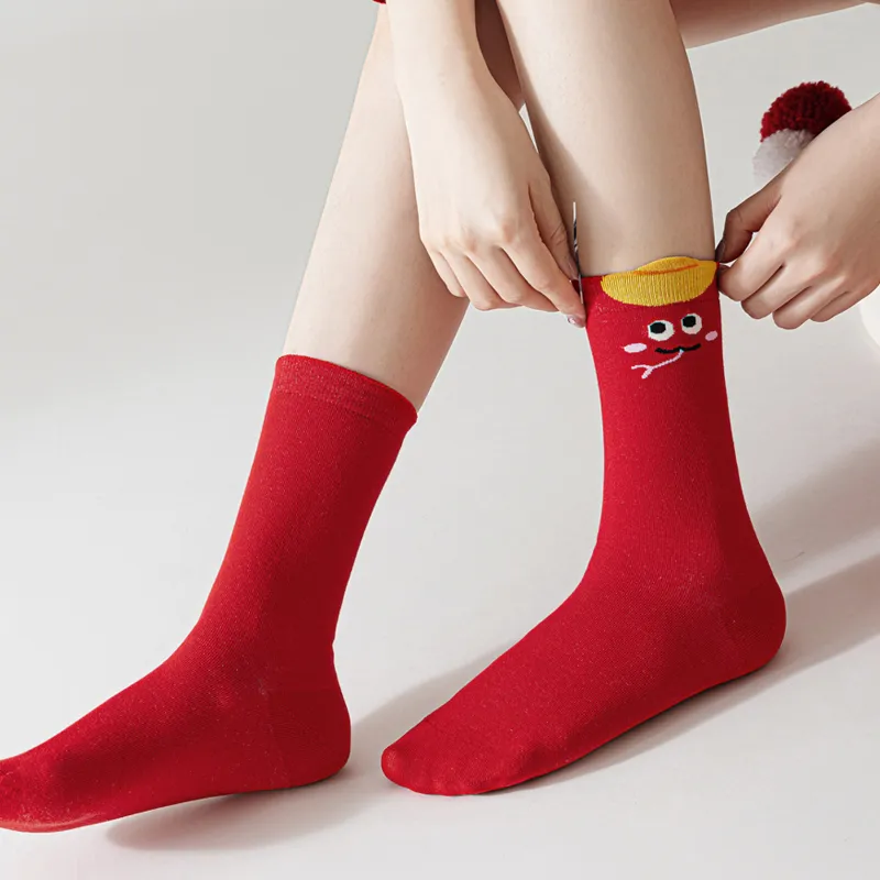 SHIWAJI Mid Calf Socks Unisex 5 Pack Gift Box Set Snake Year Auspicious-5