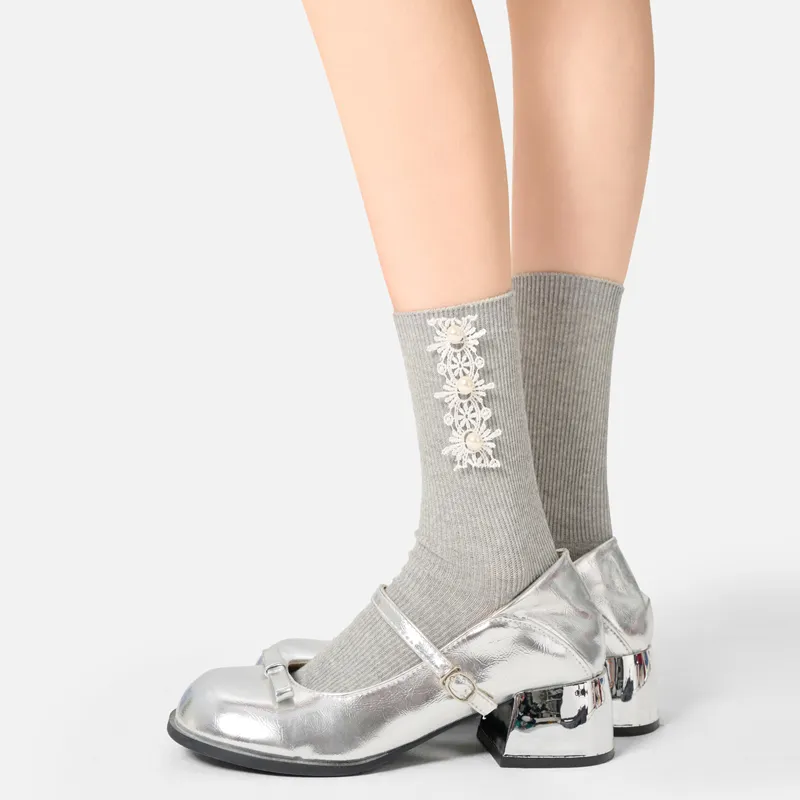 SHIWAJI Mid Calf Socks Women's 2 Pack-2