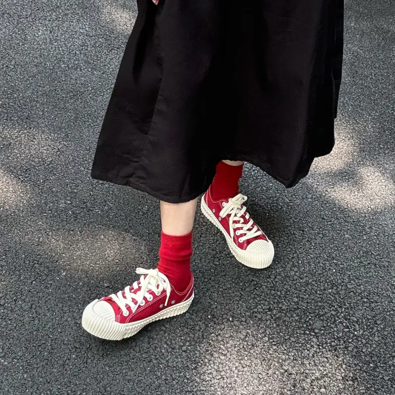 Excelsior Canvas Shoes Unisex Low Top Energetic Red-3