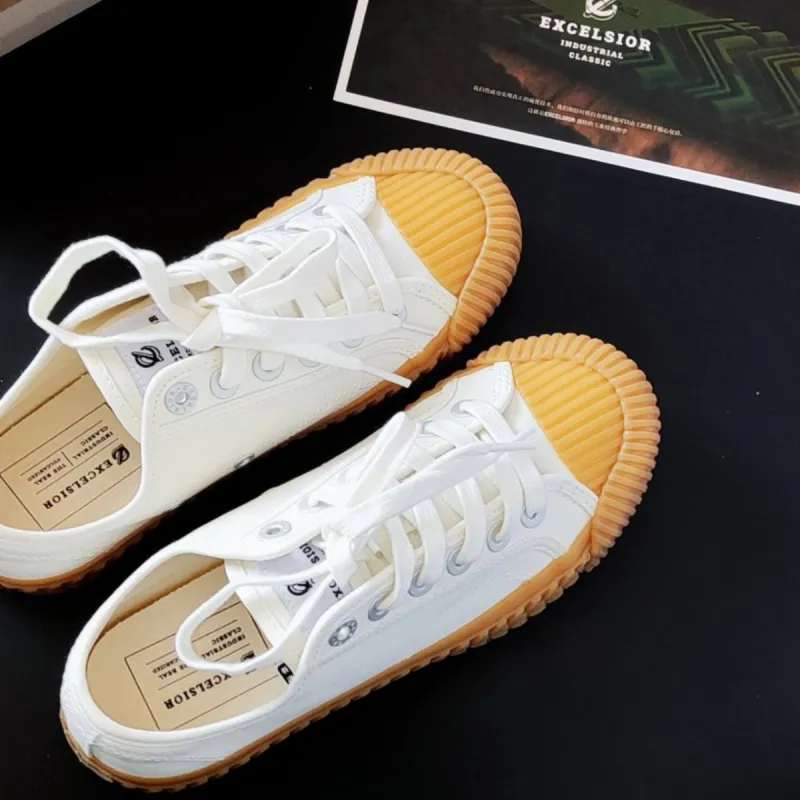 Excelsior Canvas Shoes Unisex Low Top Steam White/Caramel-3