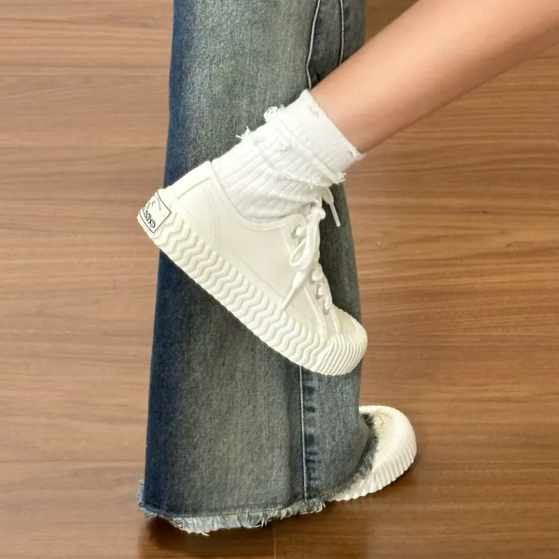 EXCELSIOR Height Increasing Lightweight Breathable Low Top Canvas Shoes Unisex Steam White-5