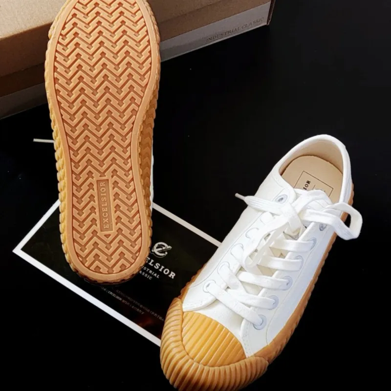 Excelsior Canvas Shoes Unisex Low Top Steam White/Caramel-5