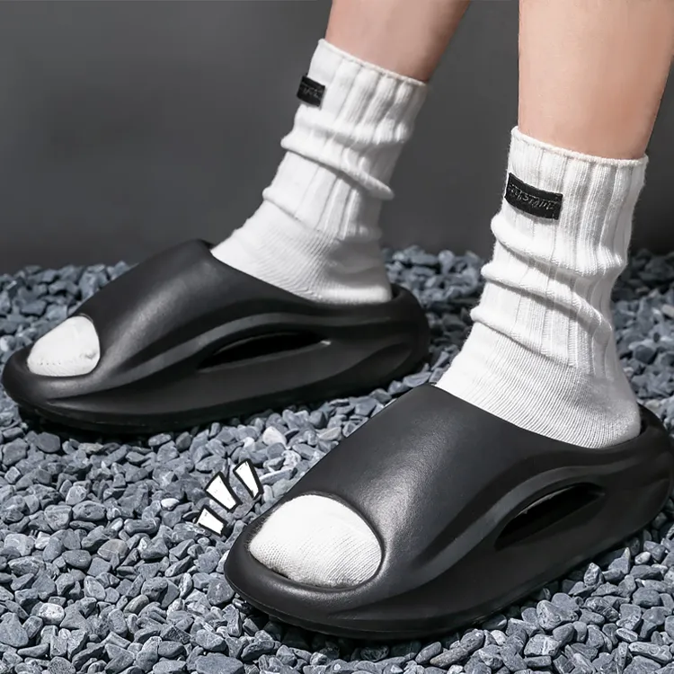 LUNNIFEIYA Slip Resistant Trendy Indoor Versatile EVA Platform Couple's Slippers Black Gray Khaki Ecru-1