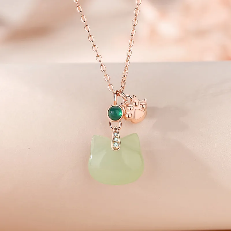 Phoenix Temple Jewelry Hetian Jade Necklaces White Jade/Pale Greenish White Jade Women's-5