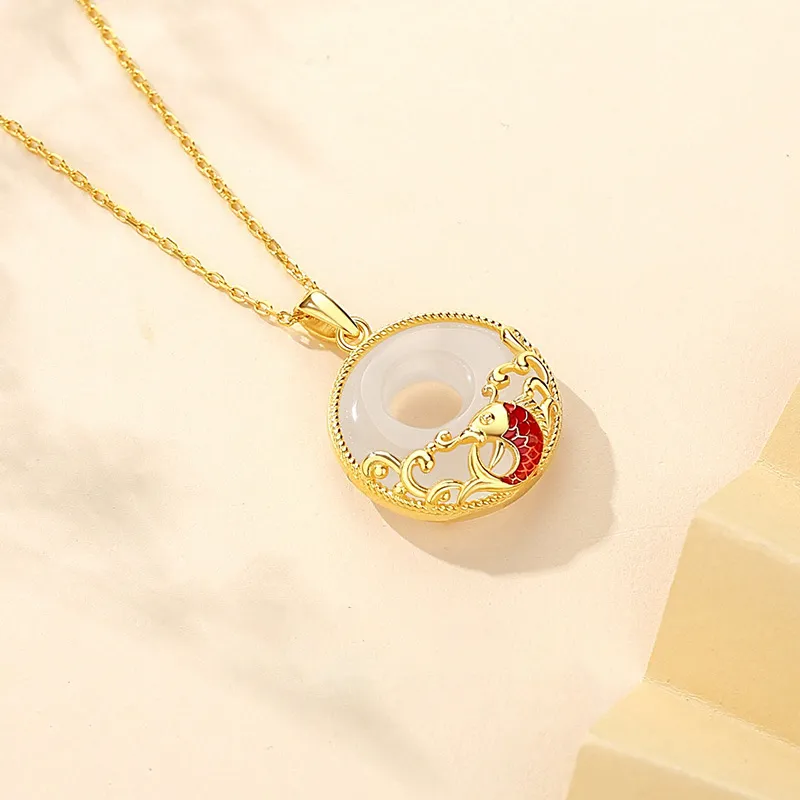 Phoenix Temple Jewelry Chalcedony Jade Necklaces Women's-1