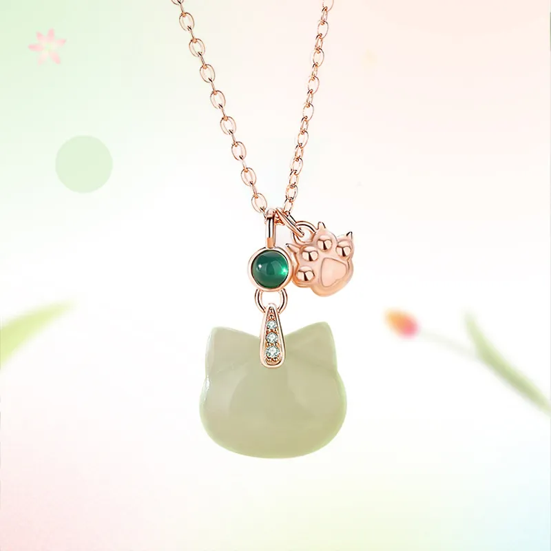 Phoenix Temple Jewelry Hetian Jade Necklaces White Jade/Pale Greenish White Jade Women's-2
