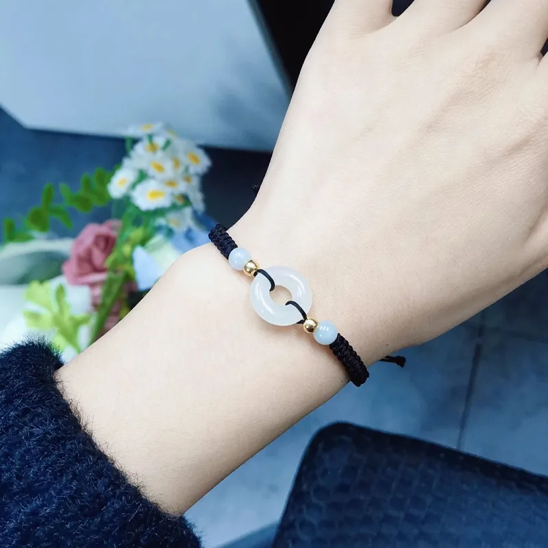 Phoenix Temple Jewelry Hetian Jade Bracelets Unisex Pale Greenish White Jade-1