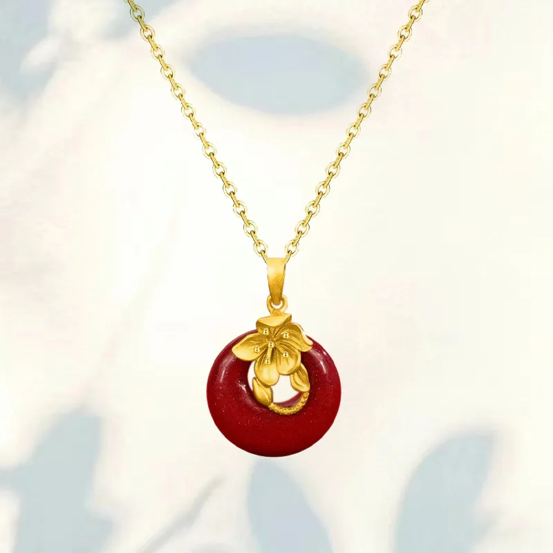 Phoenix Temple Jewelry Reconstructed Cinnabar Jade Necklaces Women's-3