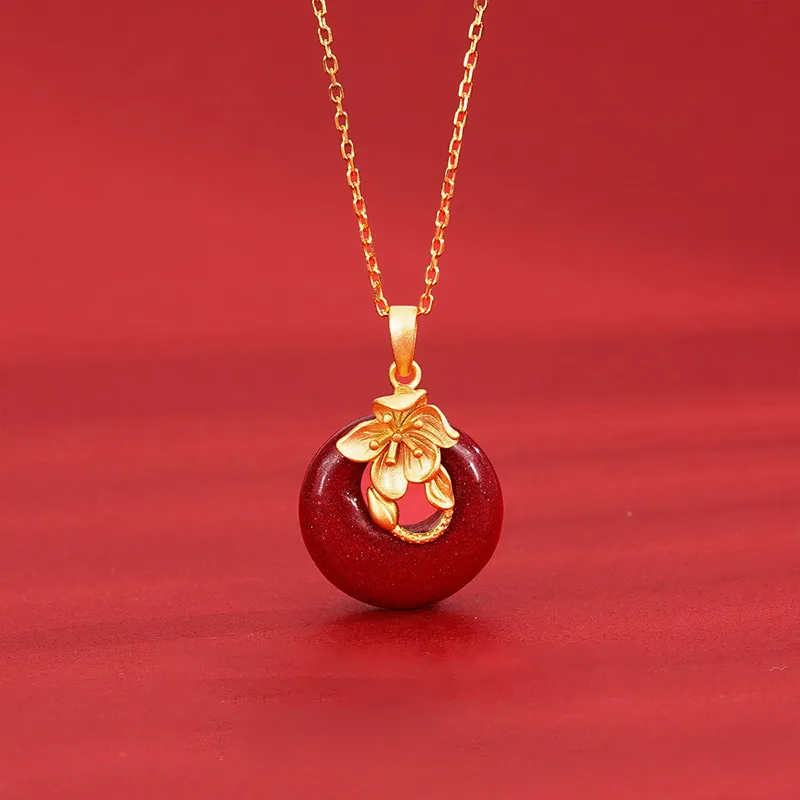 Phoenix Temple Jewelry Reconstructed Cinnabar Jade Necklaces Women's-1