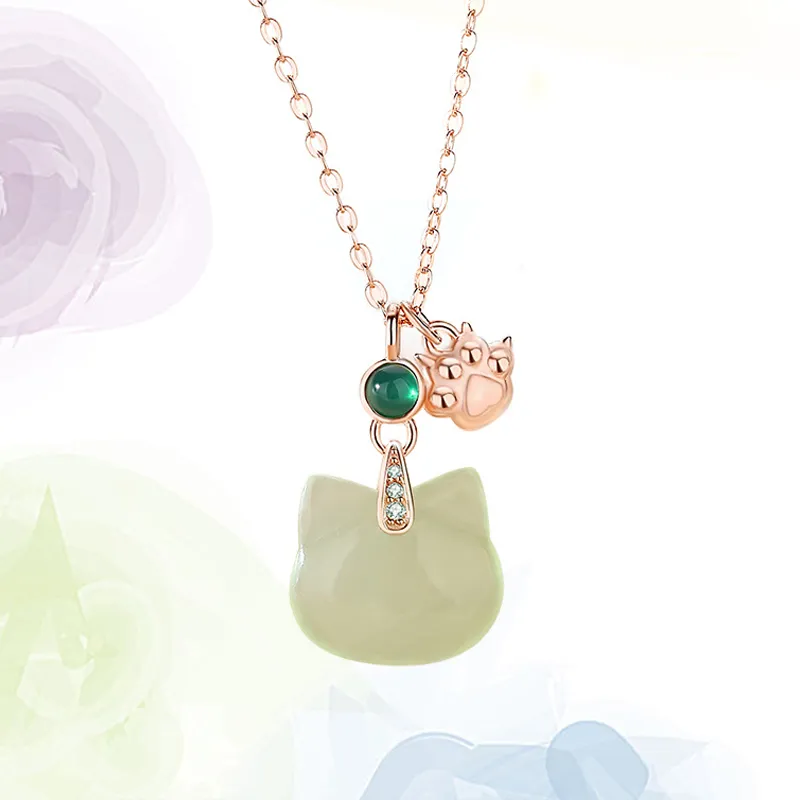 Phoenix Temple Jewelry Hetian Jade Necklaces White Jade/Pale Greenish White Jade Women's-3