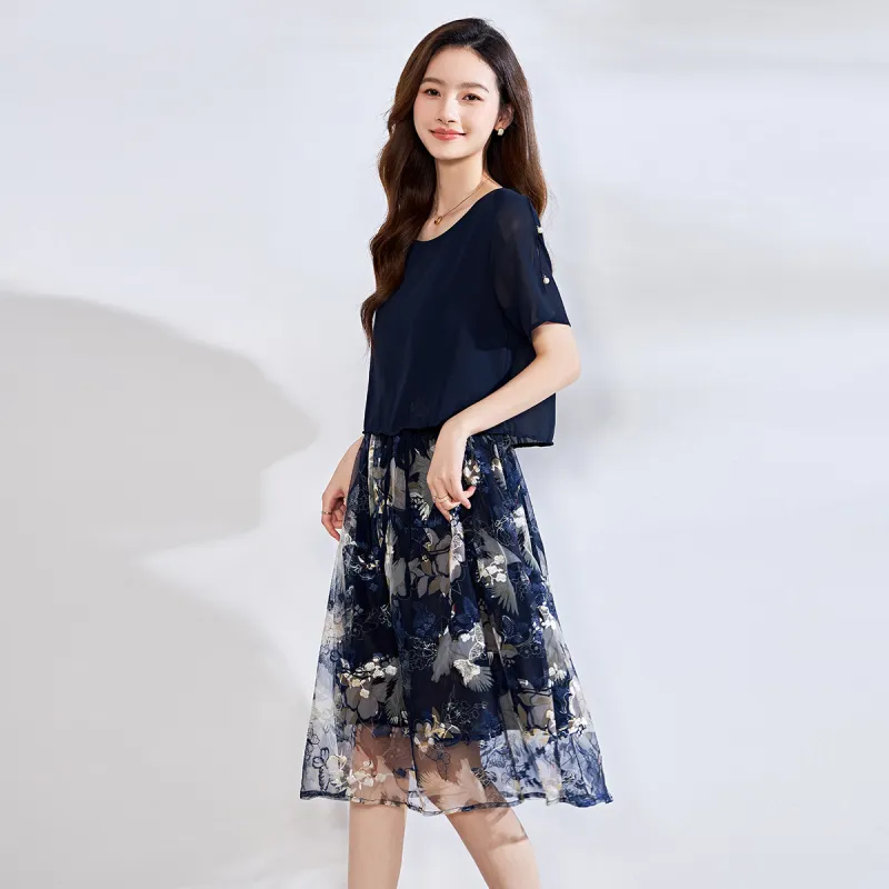 Love Elaine Short Sleeved Dress Women's Navy Blue-5