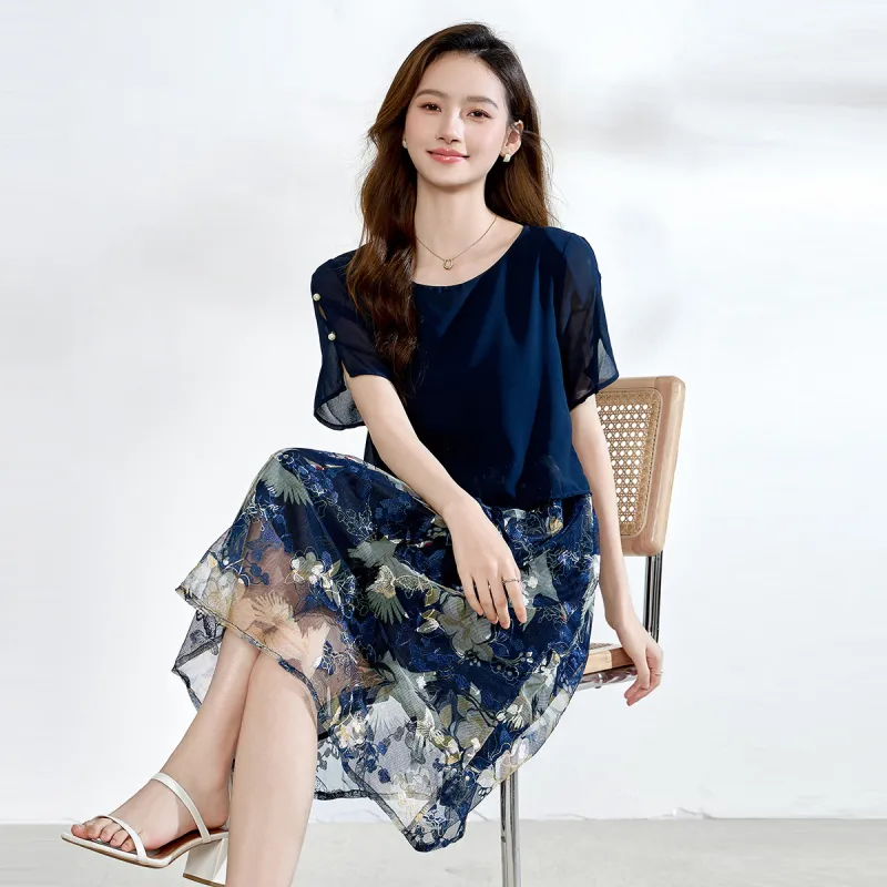 Love Elaine Short Sleeved Dress Women's Navy Blue-3