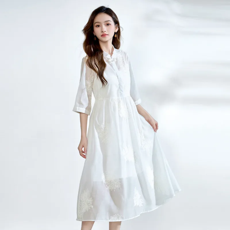 Love Elaine Short Sleeved Dress Women's Ecru-2