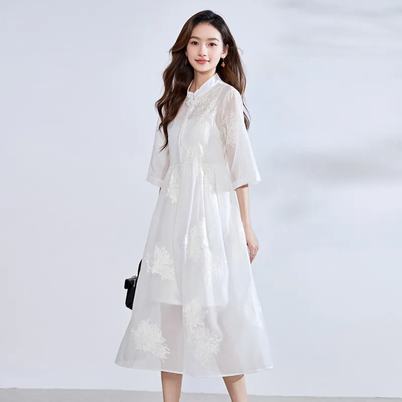 Love Elaine Short Sleeved Dress Women's Ecru-4