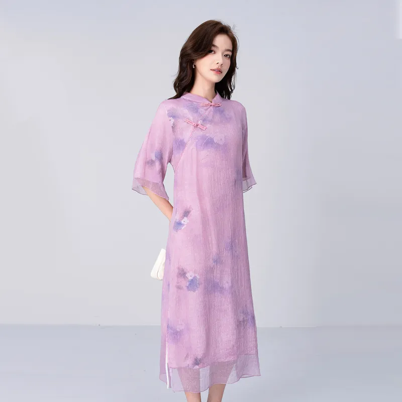 Love Elaine Cheongsam Women's Purple-2