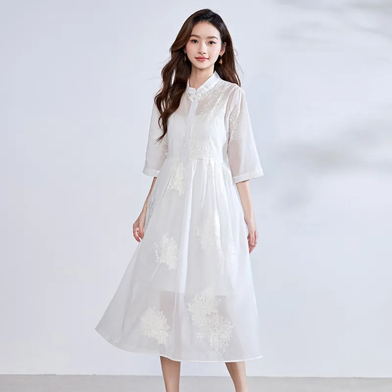 Love Elaine Short Sleeved Dress Women's Ecru-3