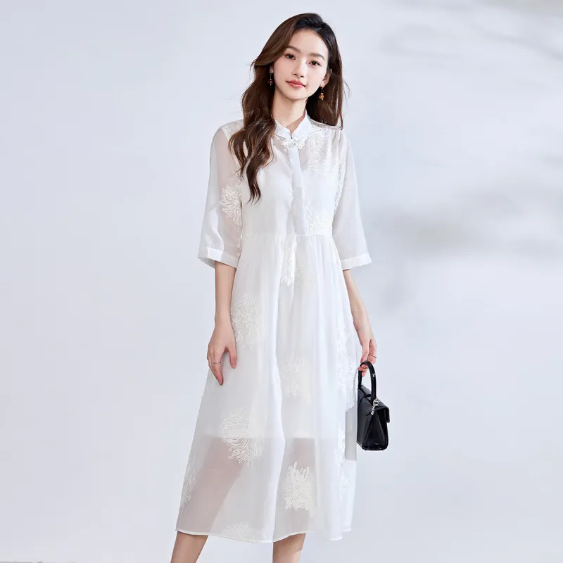 Love Elaine Short Sleeved Dress Women's Ecru-5