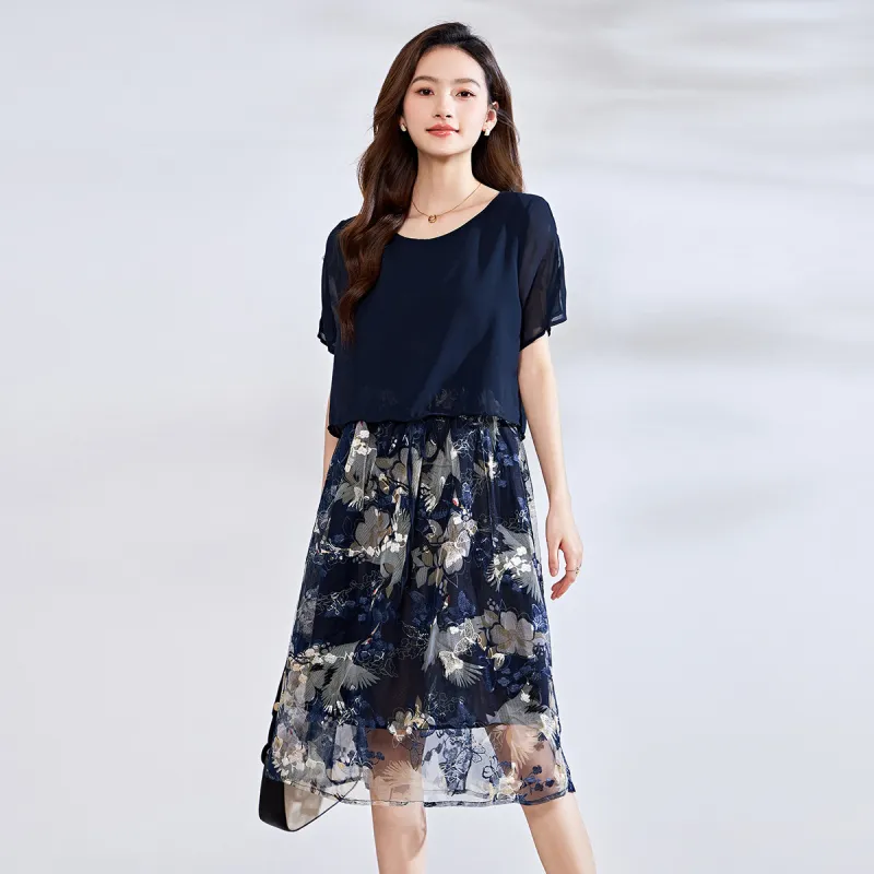 Love Elaine Short Sleeved Dress Women's Navy Blue-4