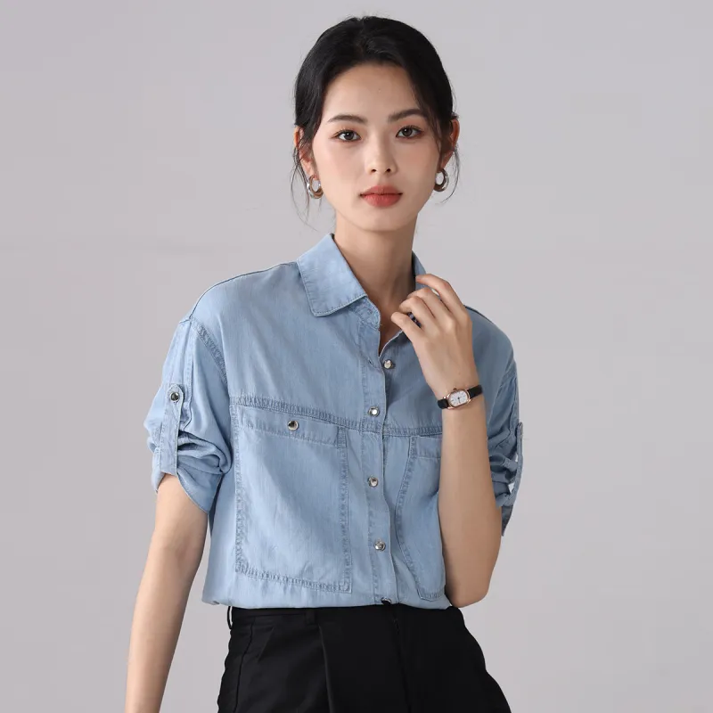 Love Elaine Shirts Women's Blue-2