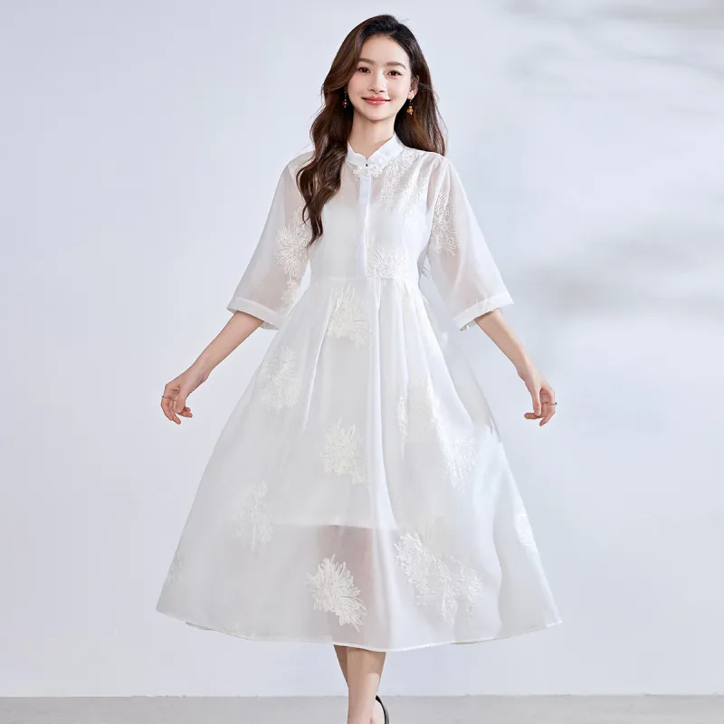 Love Elaine Short Sleeved Dress Women's Ecru-6