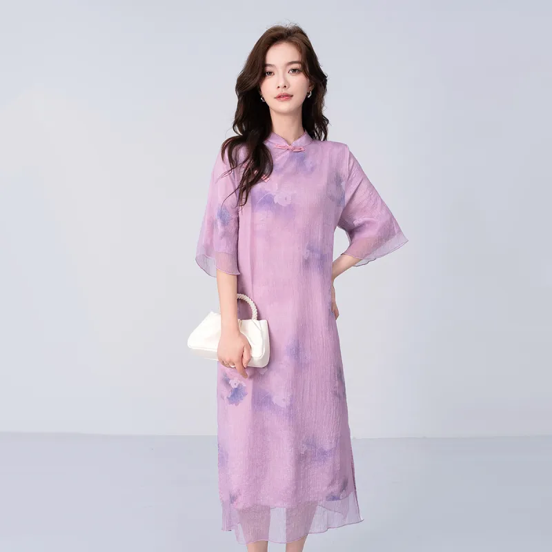 Love Elaine Cheongsam Women's Purple-3