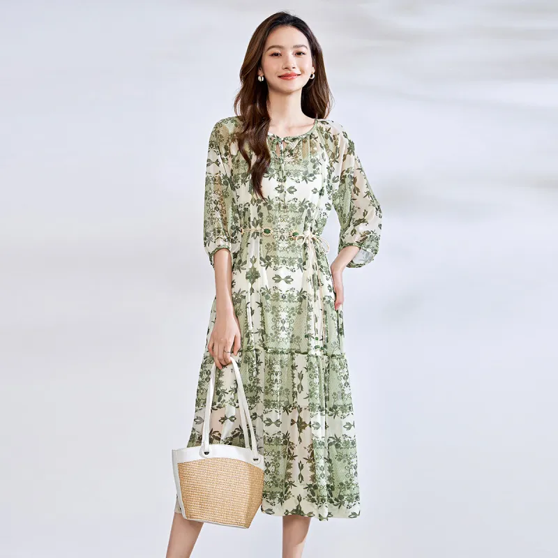 Love Elaine Long Sleeved Dress Women's Green Glaze-3