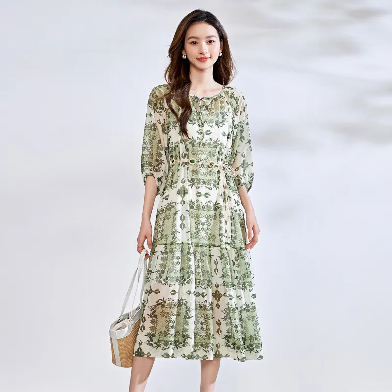 Love Elaine Long Sleeved Dress Women's Green Glaze-1