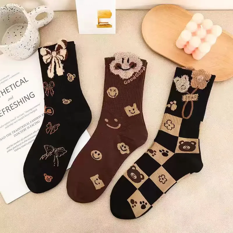 BEAR UNION Mid Calf Socks Women's 3 Pack-1