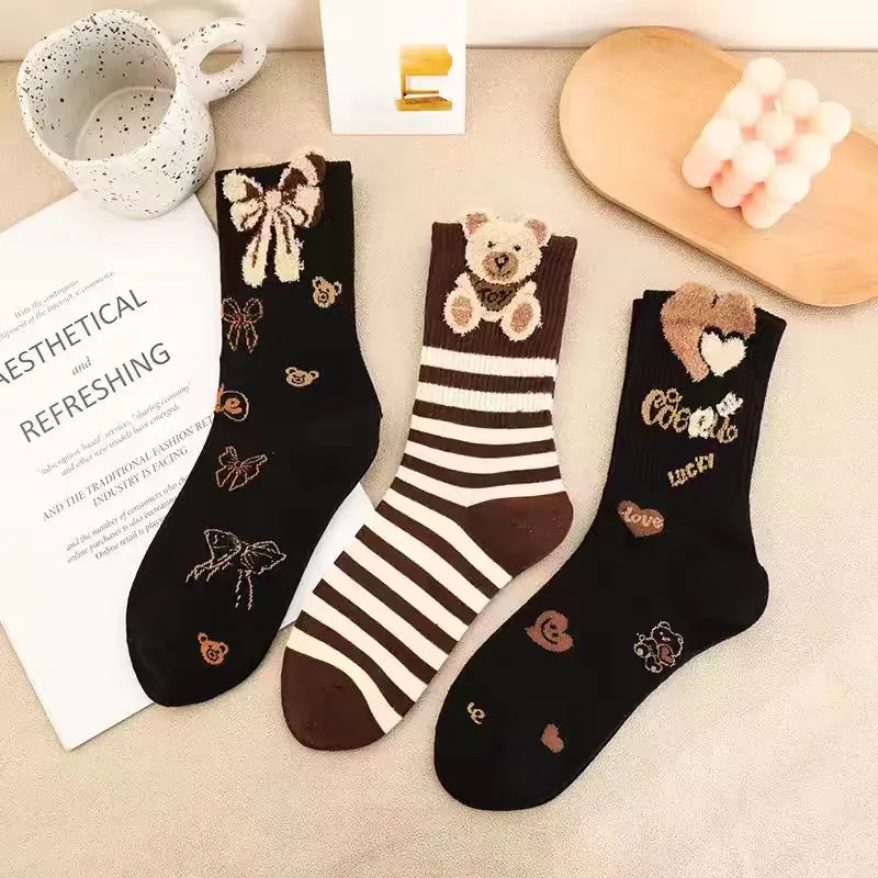 BEAR UNION Mid Calf Socks Women's 3 Pack-16
