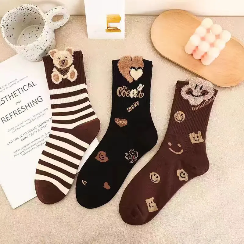 BEAR UNION Mid Calf Socks Women's 3 Pack-7