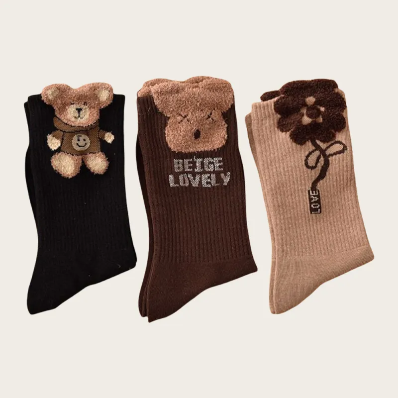 BEAR UNION Mid Calf Socks Women's 3 Pack-1