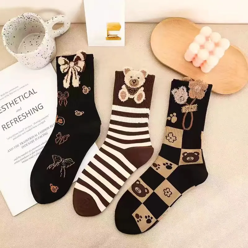 BEAR UNION Mid Calf Socks Women's 3 Pack-10