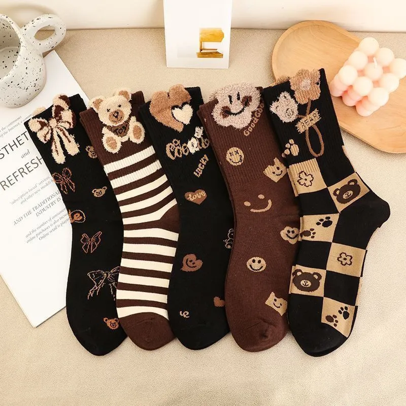 BEAR UNION Mid Calf Socks Women's 3 Pack-5