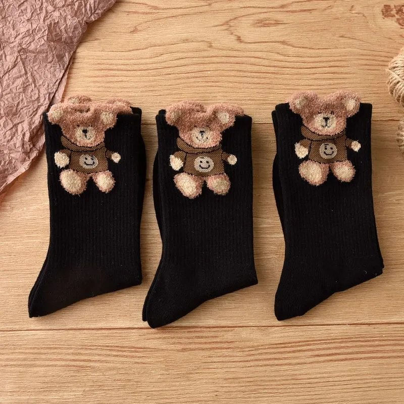 BEAR UNION Mid Calf Socks Women's 3 Pack-3