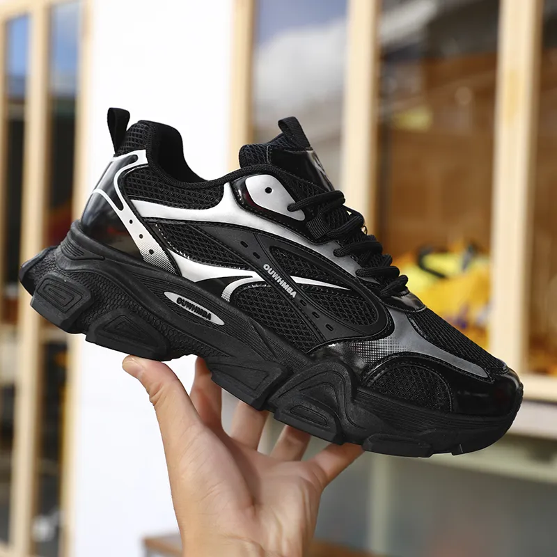 OUWENHEIMANBA Height Increasing Wear-Resistant Breathable Low-Top Chunky Sneakers Men's-5