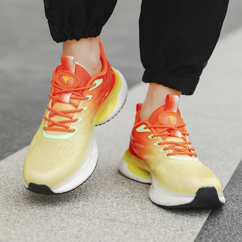OUWENHEIMANBA Cushioning Rebound Lightweight Breathable Low-Top Popcorn TPU Outsole Running Shoes Unisex Ice Orange-7