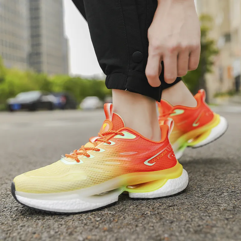 OUWENHEIMANBA Cushioning Rebound Lightweight Breathable Low-Top Popcorn TPU Outsole Running Shoes Unisex Ice Orange-6
