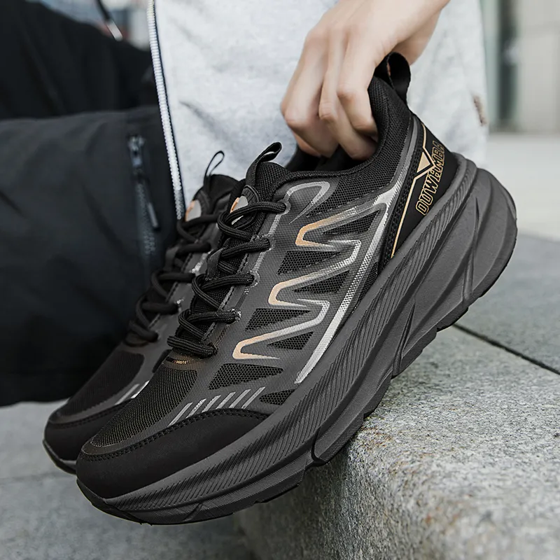 OUWENHEIMANBA Running Shoes Unisex Low Top Black/Neon Orange/White/Gray/Green/Gold-61