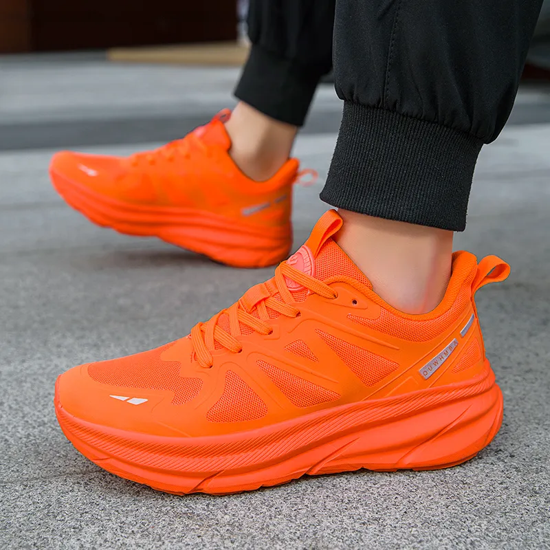 OUWENHEIMANBA Running Shoes Unisex Low Top Black/Neon Orange/White/Gray/Green/Gold-12