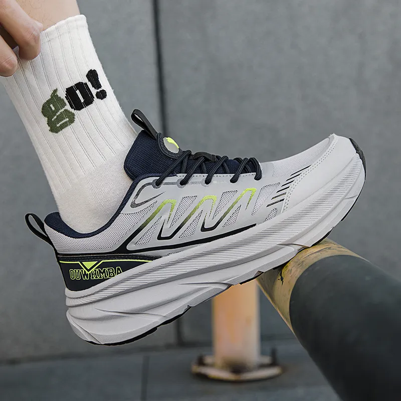 OUWENHEIMANBA Running Shoes Unisex Low Top Black/Neon Orange/White/Gray/Green/Gold-55
