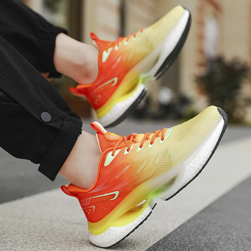 OUWENHEIMANBA Cushioning Rebound Lightweight Breathable Low-Top Popcorn TPU Outsole Running Shoes Unisex Ice Orange-9