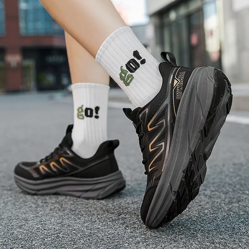 OUWENHEIMANBA Running Shoes Unisex Low Top Black/Neon Orange/White/Gray/Green/Gold-62