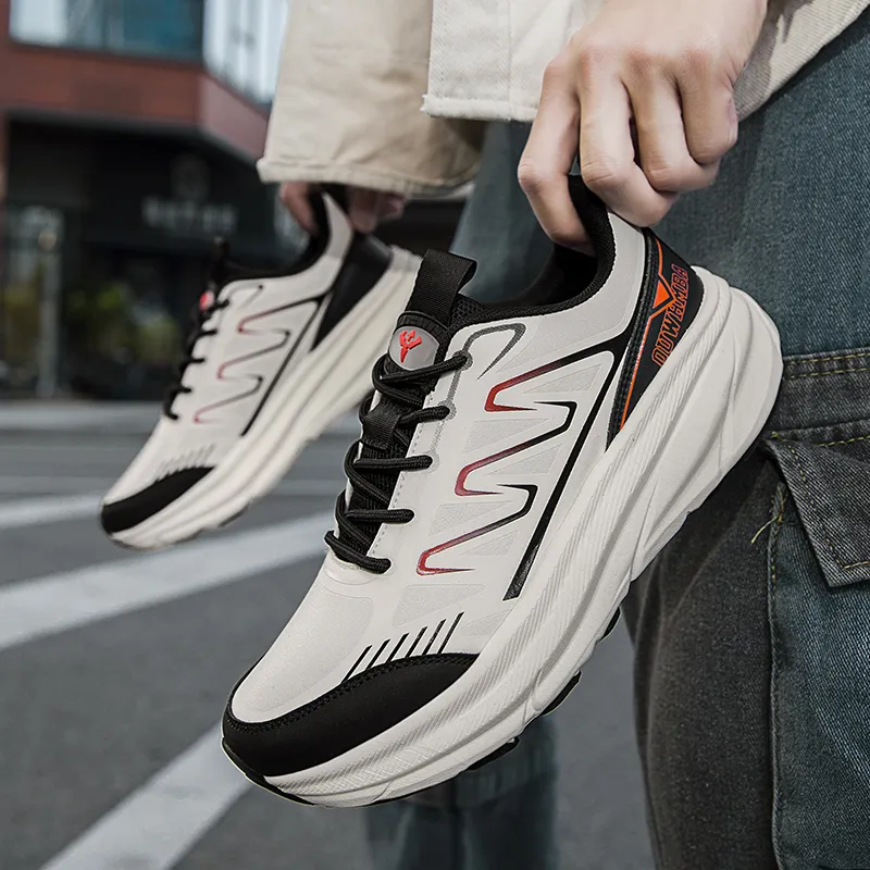 OUWENHEIMANBA Running Shoes Unisex Low Top Black/Neon Orange/White/Gray/Green/Gold-26