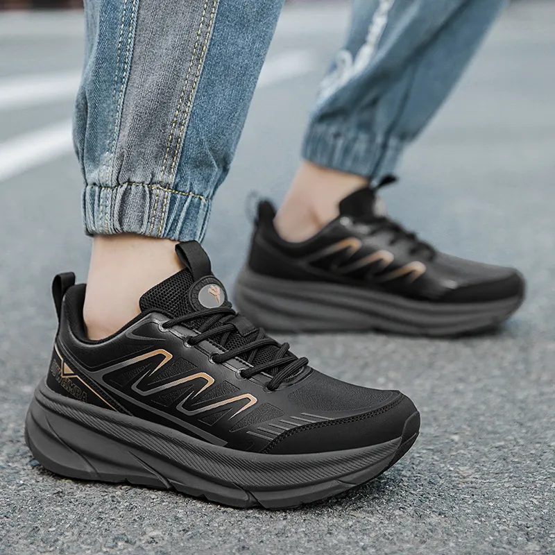 OUWENHEIMANBA Running Shoes Unisex Low Top Black/Neon Orange/White/Gray/Green/Gold-41