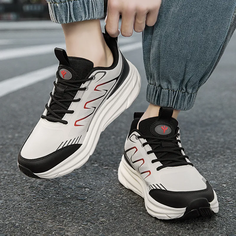 OUWENHEIMANBA Running Shoes Unisex Low Top Black/Neon Orange/White/Gray/Green/Gold-25