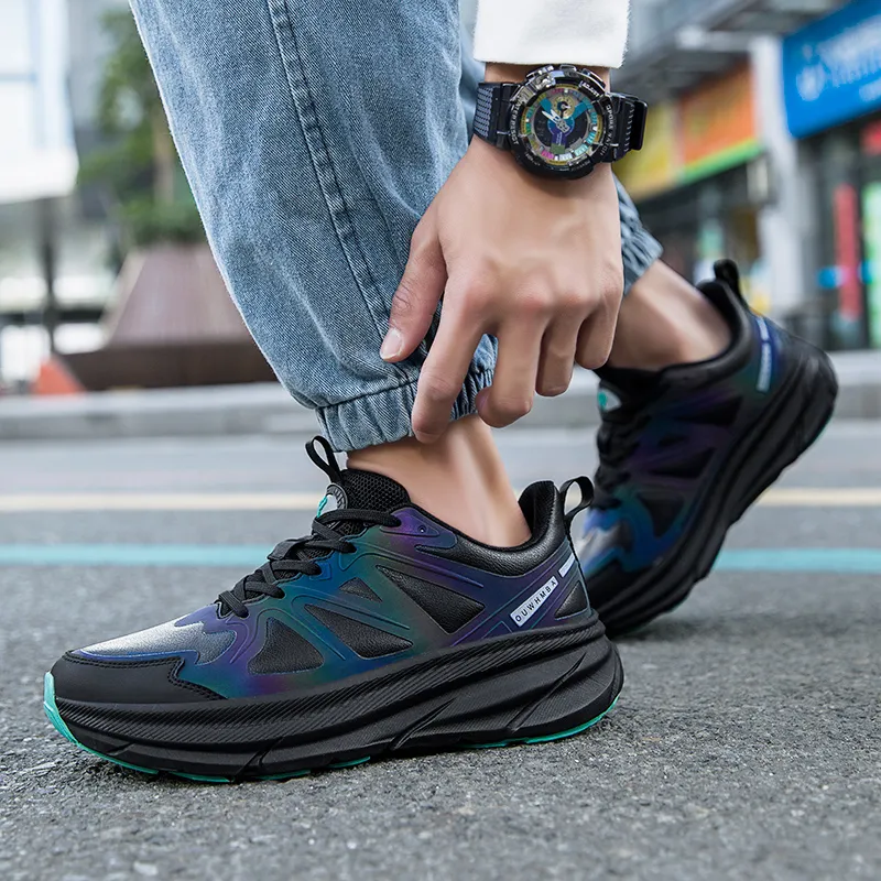 OUWENHEIMANBA Running Shoes Unisex Low Top Black/Neon Orange/White/Gray/Green/Gold-68