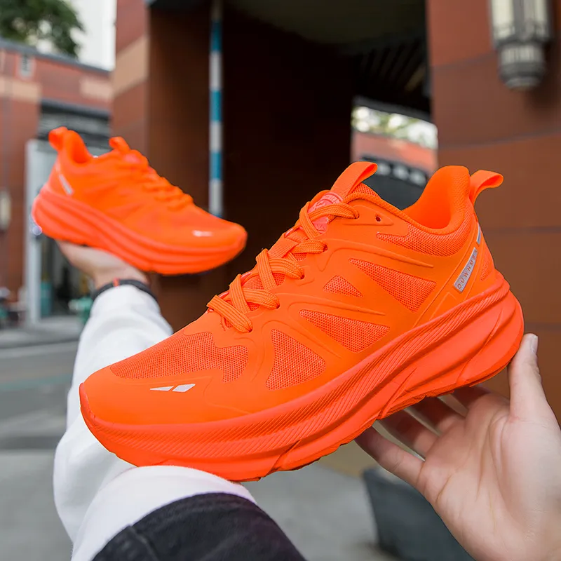 OUWENHEIMANBA Running Shoes Unisex Low Top Black/Neon Orange/White/Gray/Green/Gold-13