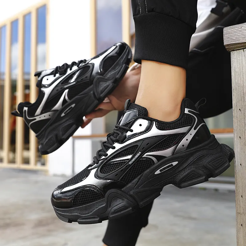 OUWENHEIMANBA Height Increasing Wear-Resistant Breathable Low-Top Chunky Sneakers Men's-6