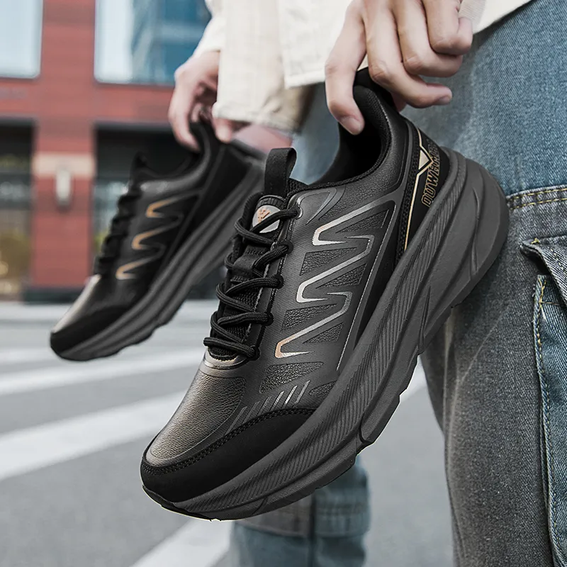 OUWENHEIMANBA Running Shoes Unisex Low Top Black/Neon Orange/White/Gray/Green/Gold-40